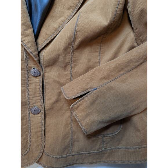 Retro Earthcore Corduroy Stitching Pockets Blazer Leaf Button Jacket Size 16 (M) - Picture 10 of 10